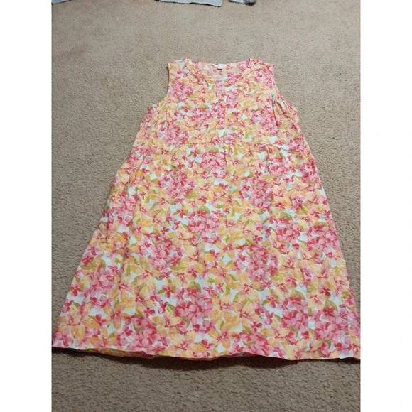 J.Jill Love Linen Sleeveless Floral Shift Dress Linen Large Pockets Women's - Picture 1 of 8
